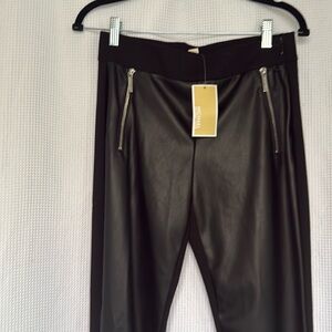 NWT Michael Kors faux leather  jogger style, tapered pant. Size small , black